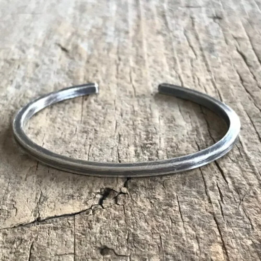 Square Open Cuff Bangle Bracelet 19g (.7oz), 3mm Wide - Picture 1 of 5